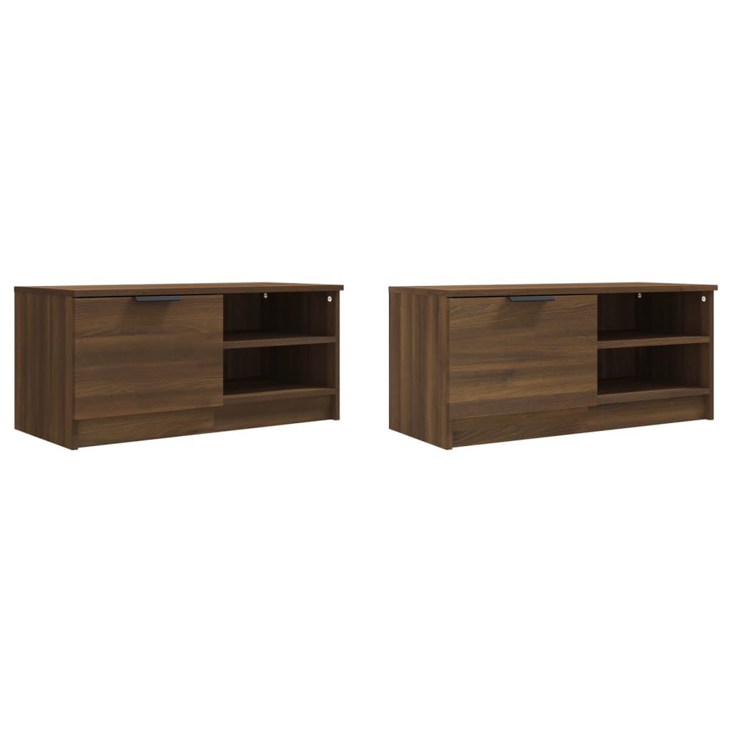 vidaXL Meubles TV 2 pcs Marron aspect chêne 80x35x36,5 cm Aggloméré