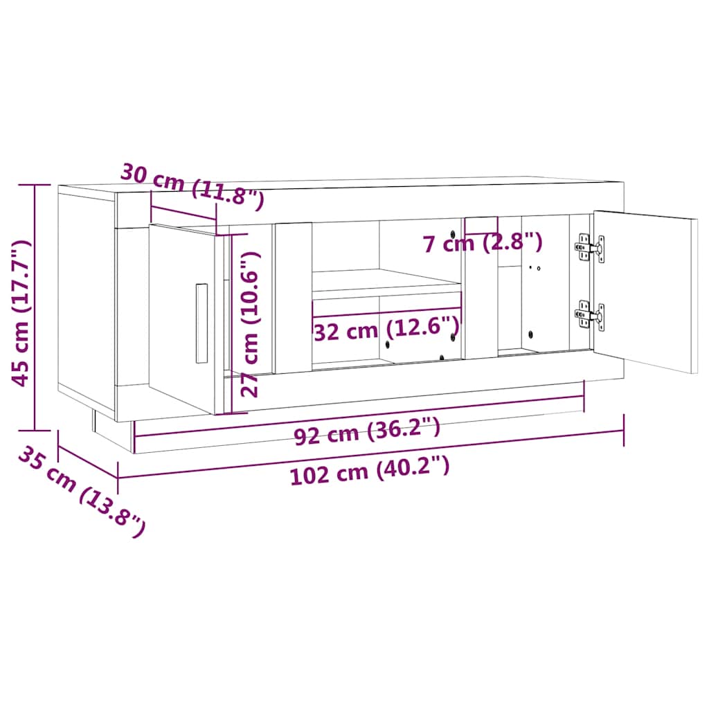 vidaXL TV-Schrank Räuchereiche 102x35x45 cm Holzwerkstoff