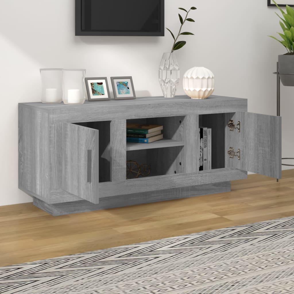 vidaXL Meuble TV Gris Sonoma 102x35x45 cm Bois d'ingénierie