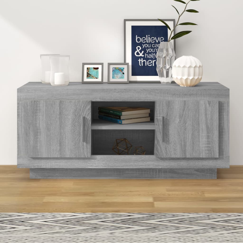 vidaXL Meuble TV Gris Sonoma 102x35x45 cm Bois d'ingénierie