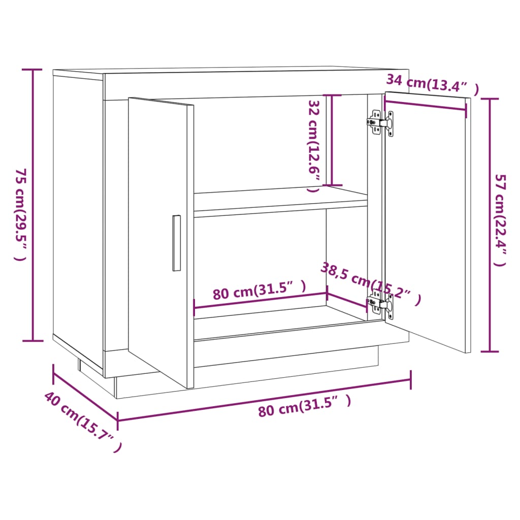 vidaXL Commode grise Sonoma 80x40x75 cm Aggloméré