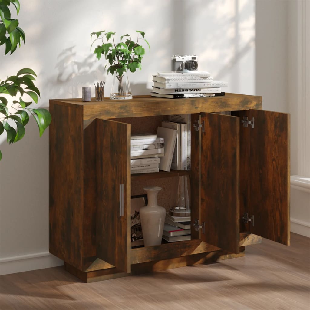 vidaXL Buffet chêne fumé 92x35x75 cm Bois d'ingénierie