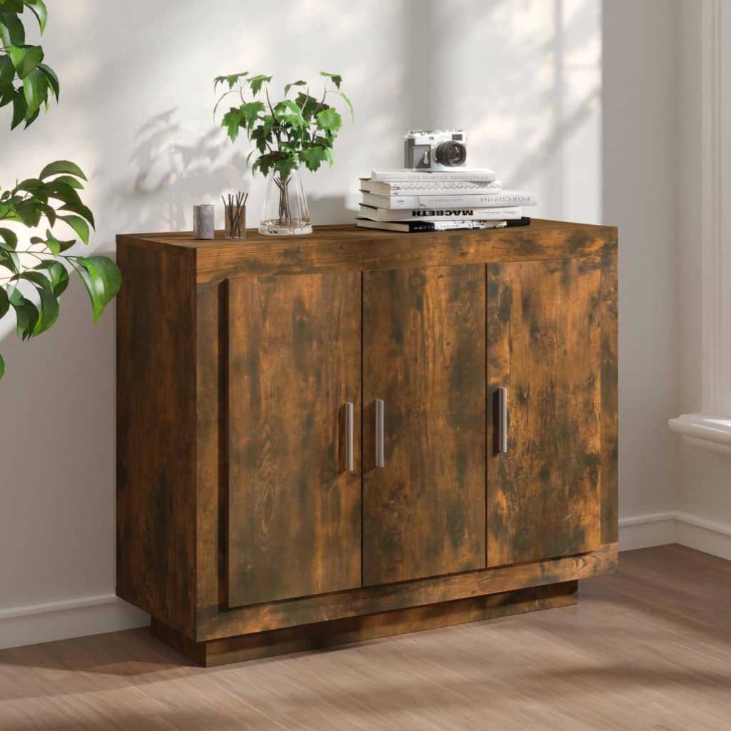 vidaXL Buffet chêne fumé 92x35x75 cm Bois d'ingénierie