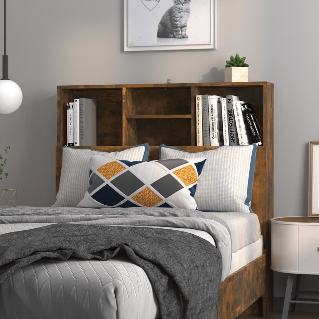 vidaXL Tête de lit avec étagères Chêne fumé 100x19x103,5 cm