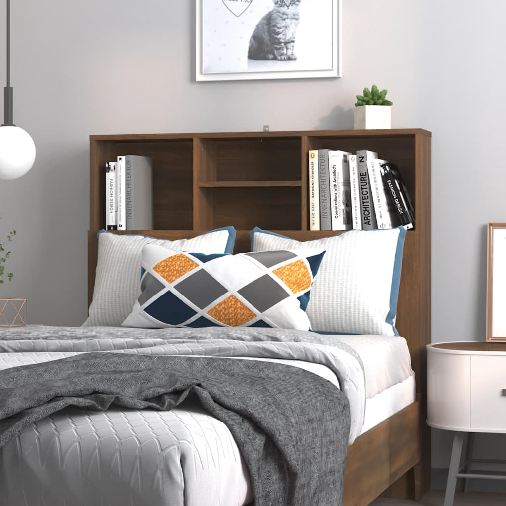 vidaXL Tête de lit avec étagères Aspect Chêne Marron 100x19x103,5 cm