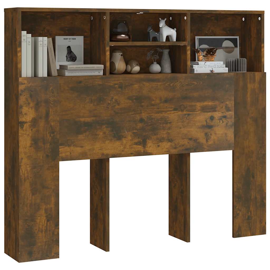 vidaXL Tête de lit avec étagères Chêne fumé 120x19x103,5 cm