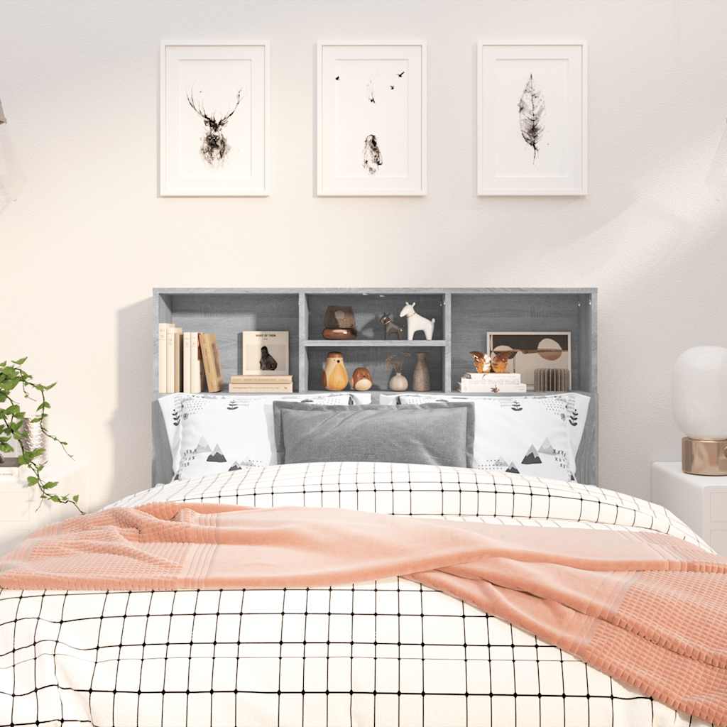 vidaXL Tête de lit avec étagères gris Sonoma 120x19x103,5 cm