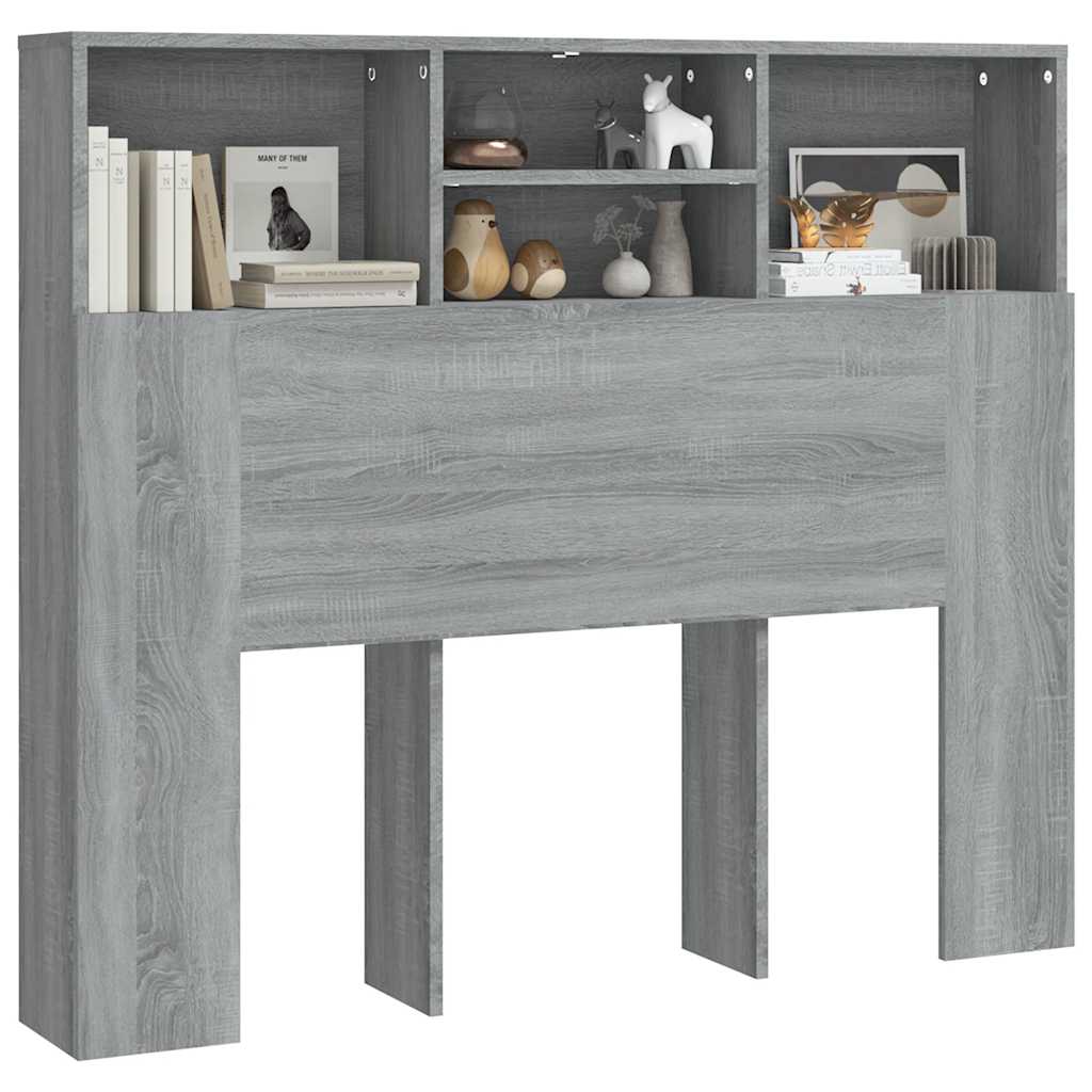 vidaXL Tête de lit avec étagères gris Sonoma 120x19x103,5 cm