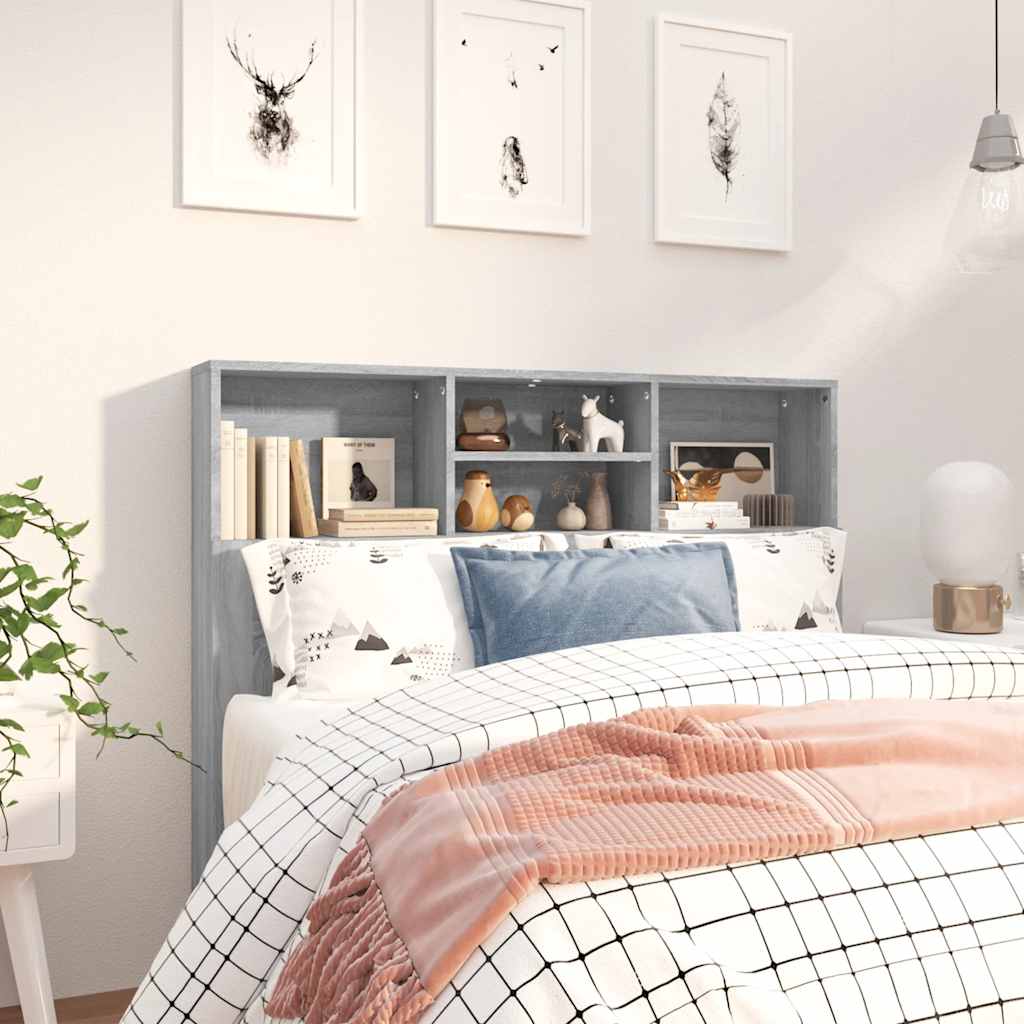 vidaXL Tête de lit avec étagères gris Sonoma 120x19x103,5 cm