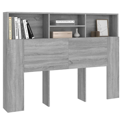 vidaXL Kopfteil mit Ablagen Grau Sonoma 140x19x103,5 cm
