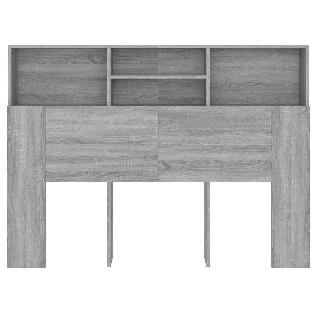 vidaXL Kopfteil mit Ablagen Grau Sonoma 140x19x103,5 cm