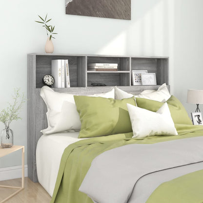 vidaXL Kopfteil mit Ablagen Grau Sonoma 140x19x103,5 cm
