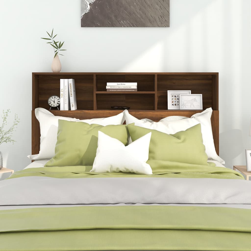 vidaXL Kopfteil mit Ablagen Braun Eichen-Optik 140x19x103,5 cm