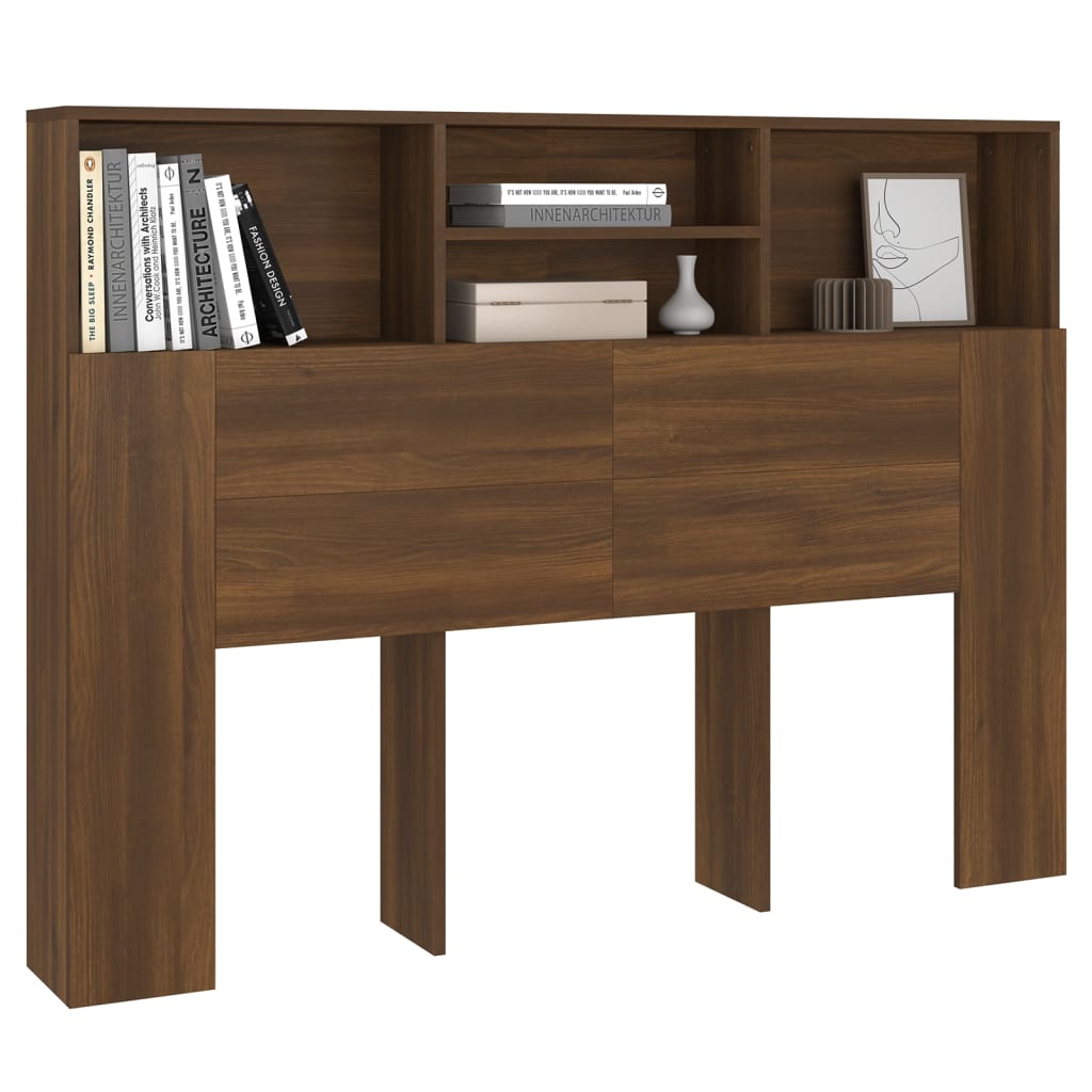 vidaXL Kopfteil mit Ablagen Braun Eichen-Optik 140x19x103,5 cm