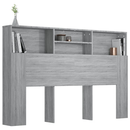 vidaXL Kopfteil mit Ablagen Grau Sonoma 160x19x103,5 cm