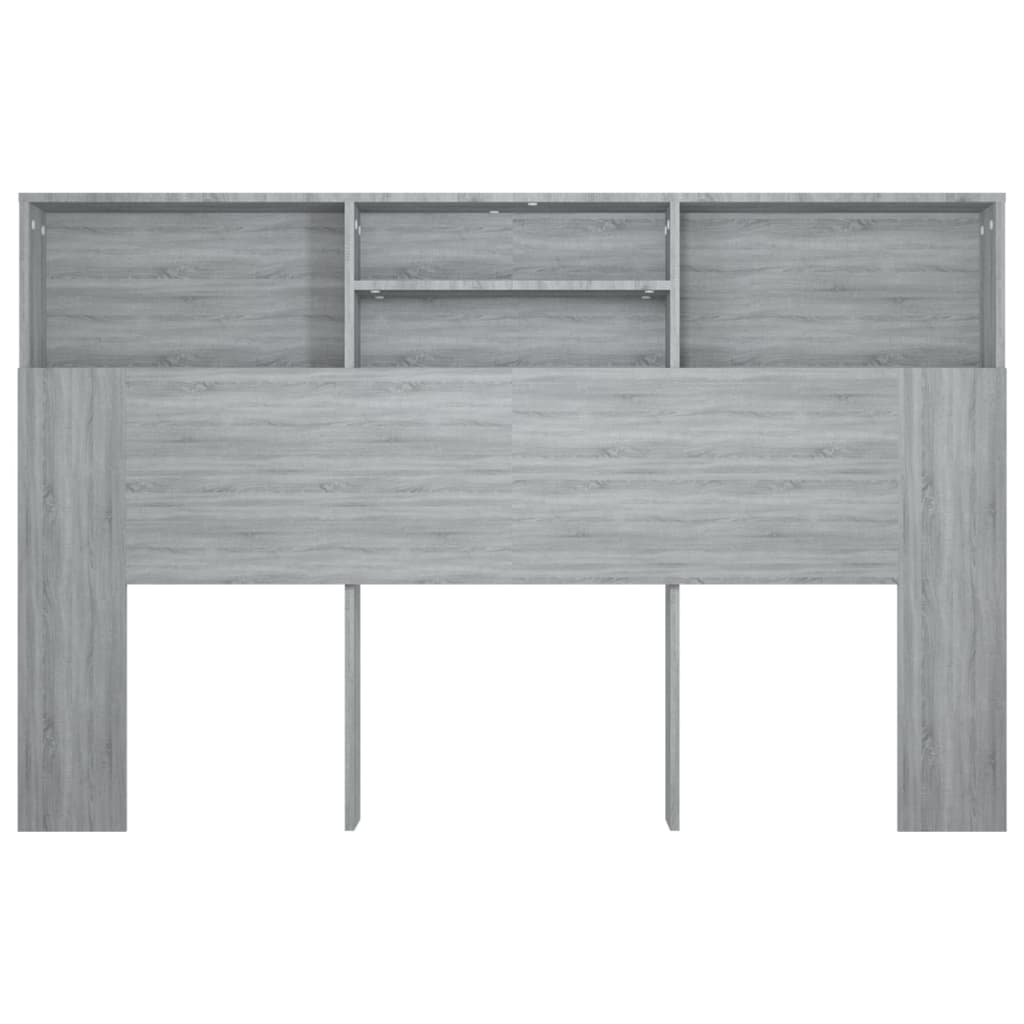 vidaXL Kopfteil mit Ablagen Grau Sonoma 160x19x103,5 cm