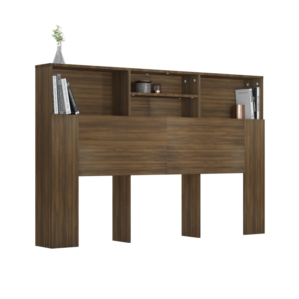 vidaXL Kopfteil mit Ablagen Braun Eichen-Optik 160x19x103,5 cm