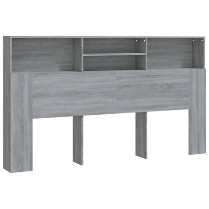 vidaXL Kopfteil mit Ablagen Grau Sonoma 180x19x103,5 cm