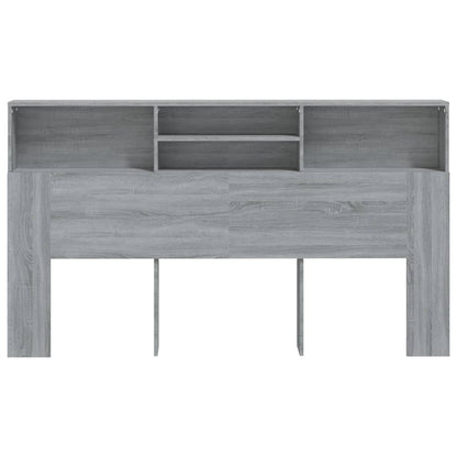 vidaXL Kopfteil mit Ablagen Grau Sonoma 180x19x103,5 cm