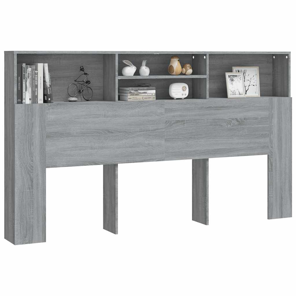 vidaXL Kopfteil mit Ablagen Grau Sonoma 180x19x103,5 cm
