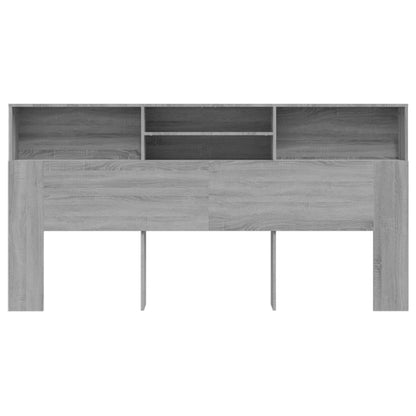 vidaXL Kopfteil mit Ablagen Grau Sonoma 200x19x103,5 cm