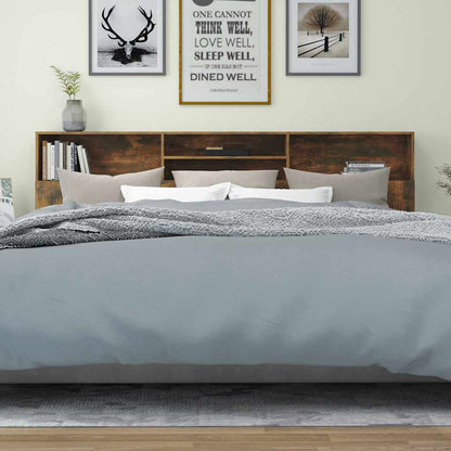 vidaXL Tête de lit avec étagères Chêne fumé 220x19x103,5 cm