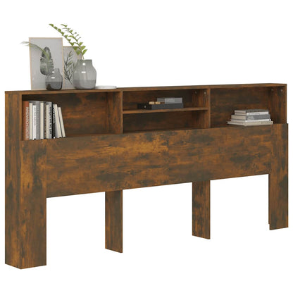 vidaXL Tête de lit avec étagères Chêne fumé 220x19x103,5 cm
