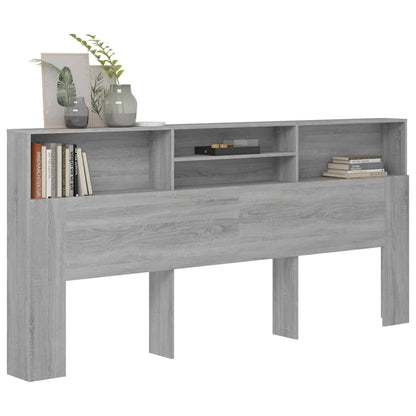 vidaXL Tête de lit avec étagères Gris Sonoma 220x19x103,5 cm