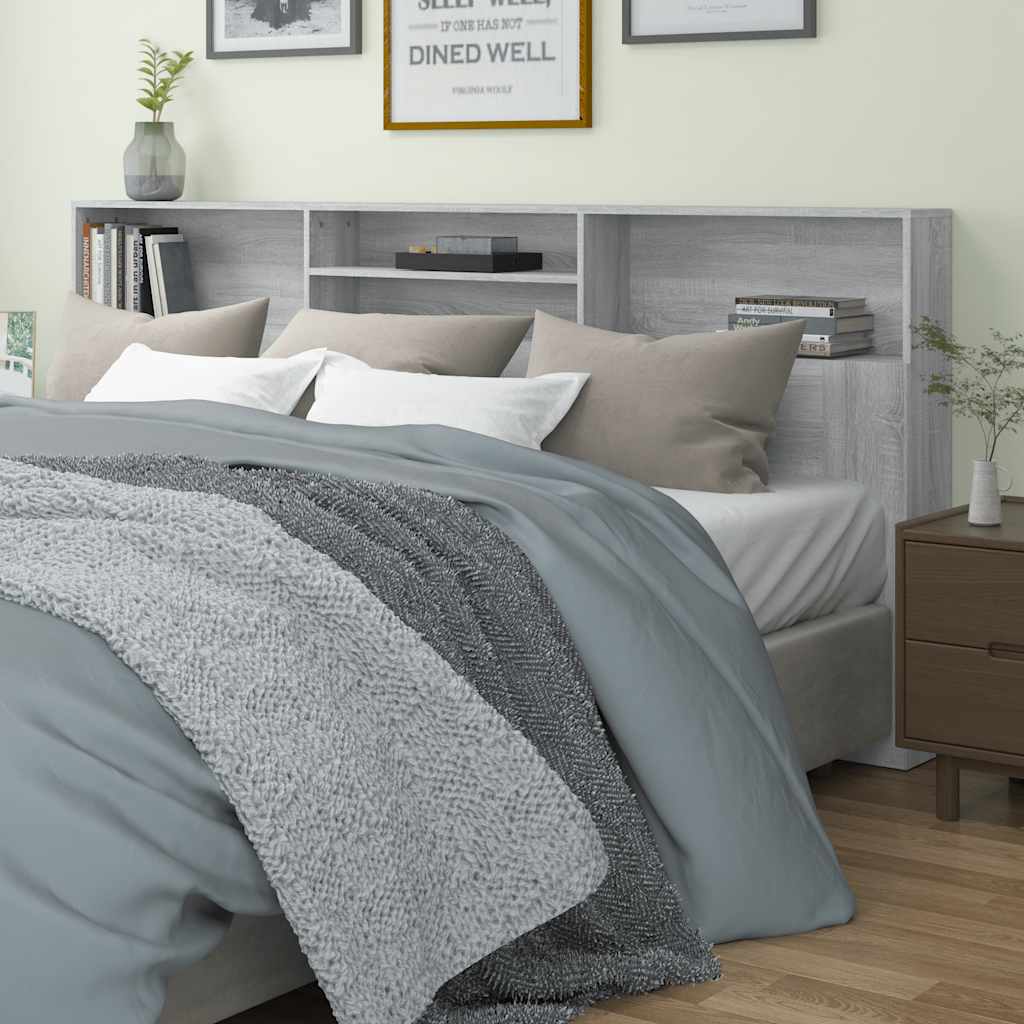 vidaXL Tête de lit avec étagères Gris Sonoma 220x19x103,5 cm
