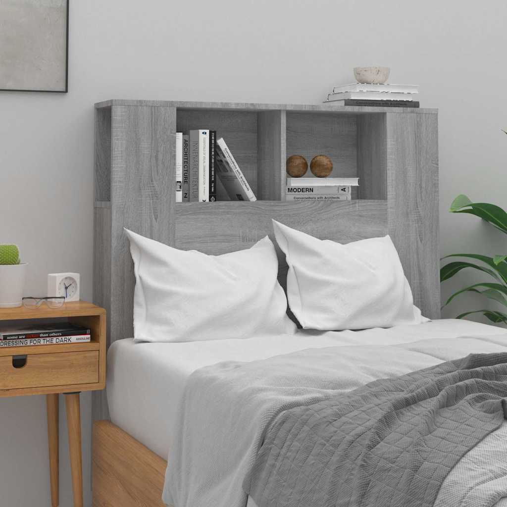 vidaXL Kopfteil mit Ablagen Grau Sonoma 100x18,5x102,5 cm