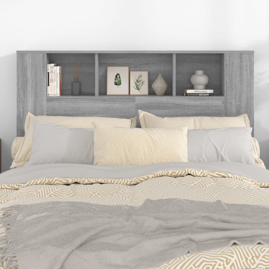 vidaXL Kopfteil mit Ablagen Grau Sonoma 140x18,5x104,5 cm