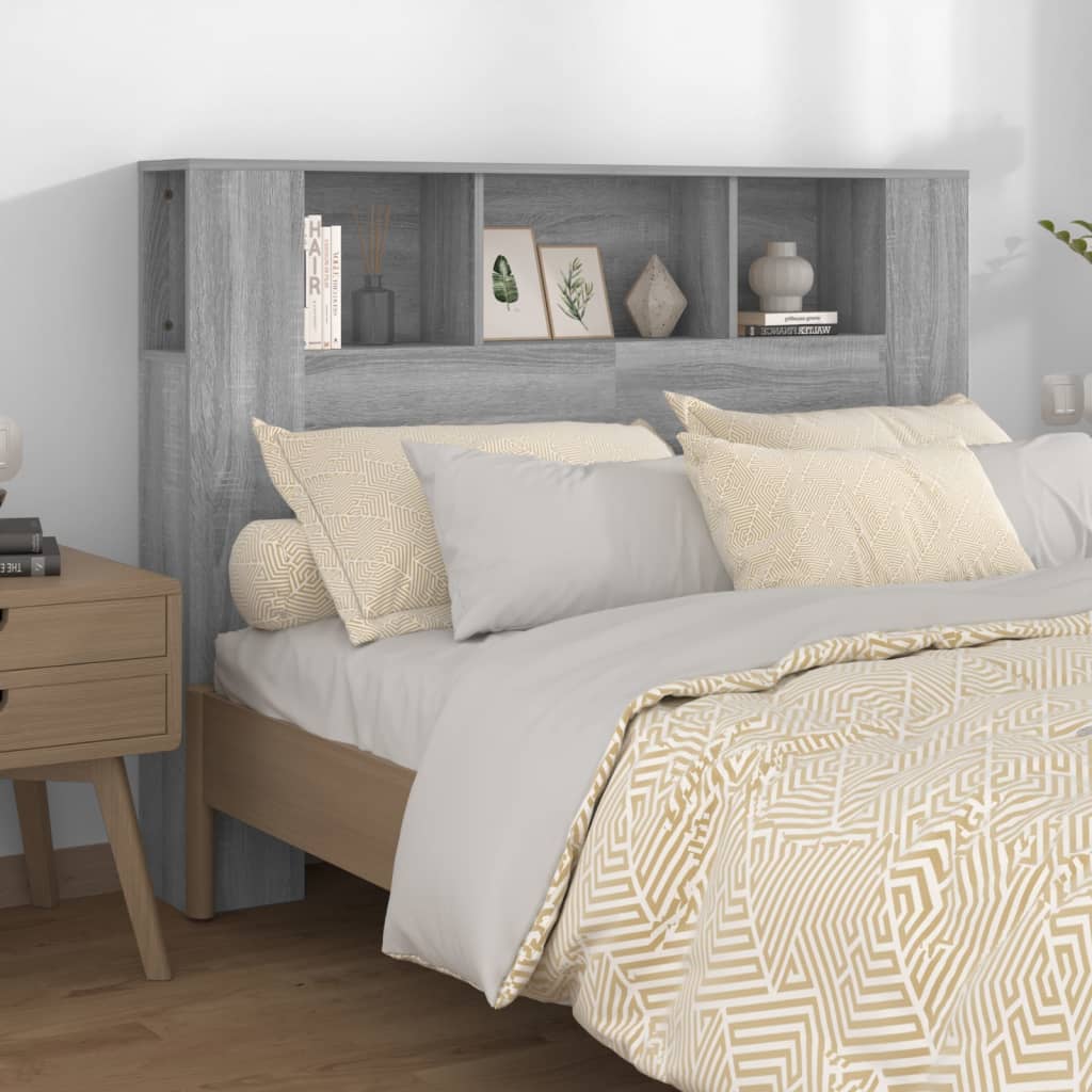 vidaXL Kopfteil mit Ablagen Grau Sonoma 140x18,5x104,5 cm
