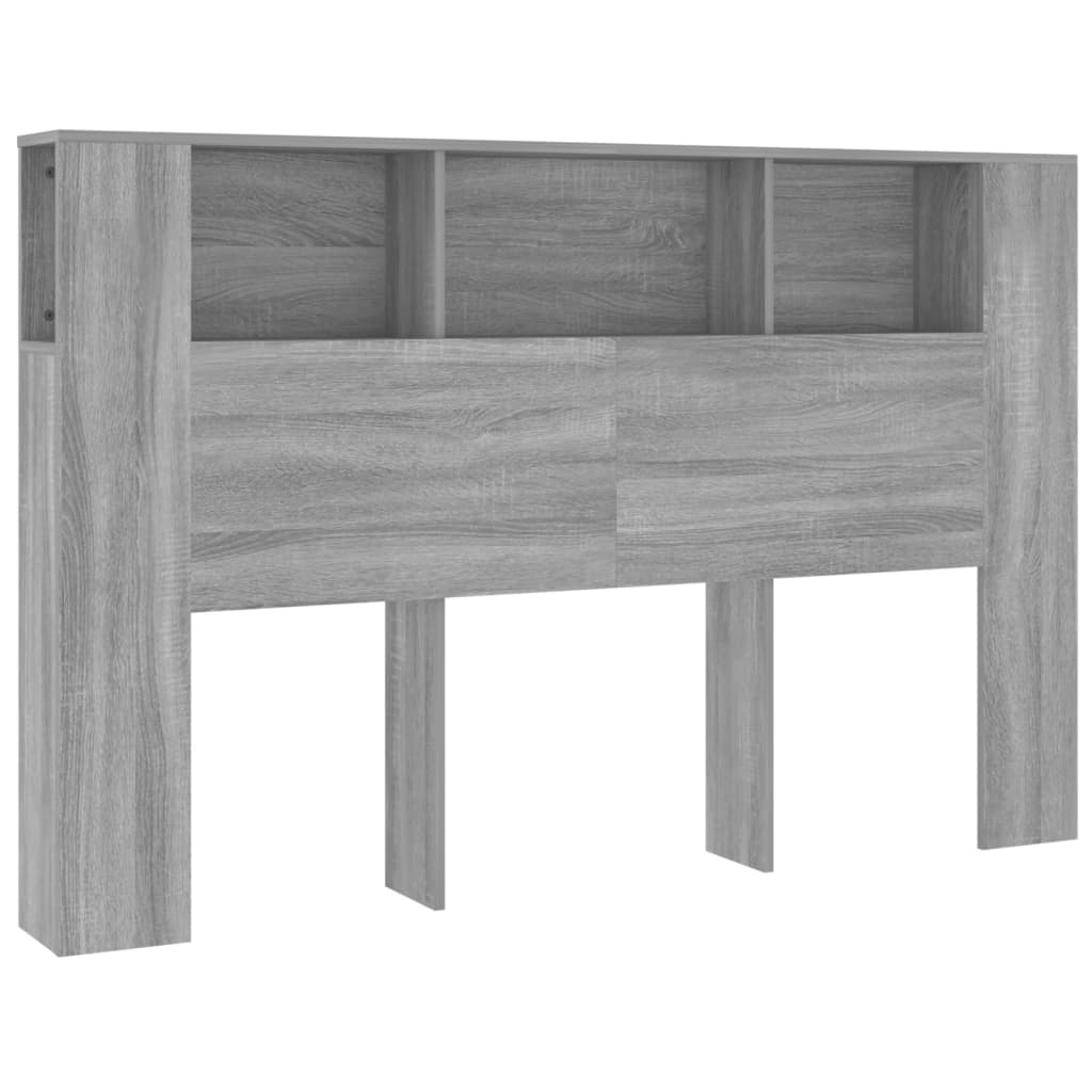 vidaXL Kopfteil mit Ablagen Grau Sonoma 160x18,5x104,5 cm