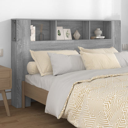 vidaXL Kopfteil mit Ablagen Grau Sonoma 160x18,5x104,5 cm