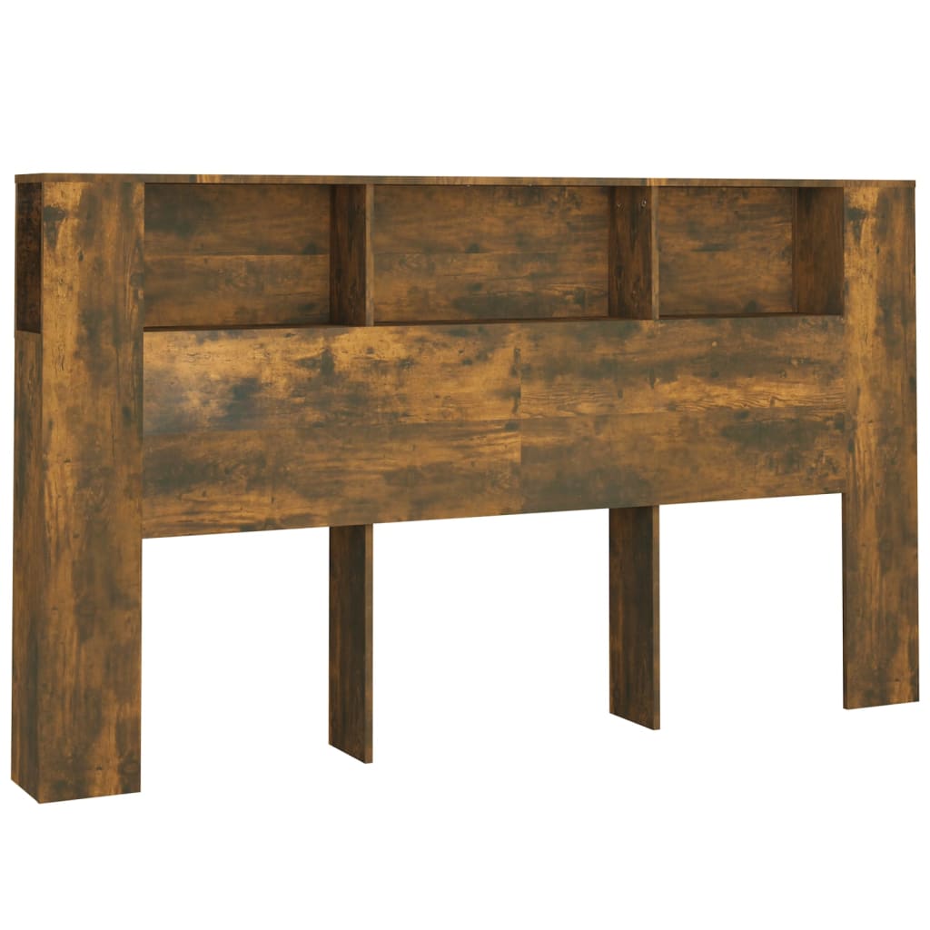 vidaXL Kopfteil mit Ablagen Räuchereiche 180x18,5x104,5 cm