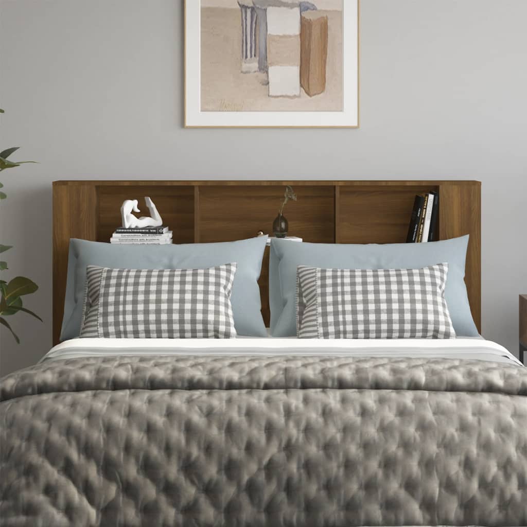 vidaXL Kopfteil mit Ablagen Braun Eichen-Optik 180x18,5x104,5 cm