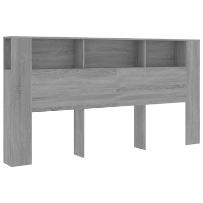 vidaXL Tête de lit avec étagères Gris Sonoma 200x18,5x104,5 cm