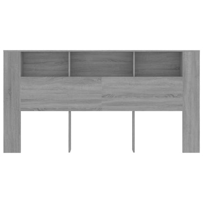 vidaXL Tête de lit avec étagères Gris Sonoma 200x18,5x104,5 cm