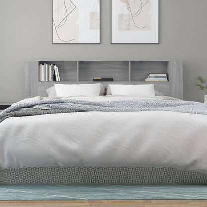 vidaXL Tête de lit avec étagères Gris Sonoma 200x18,5x104,5 cm