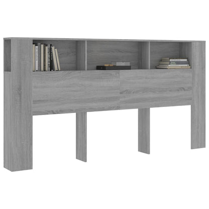 vidaXL Tête de lit avec étagères Gris Sonoma 200x18,5x104,5 cm