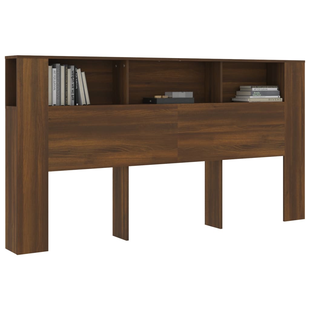 vidaXL Kopfteil mit Ablagen Braun Eichen-Optik 200x18,5x104,5 cm