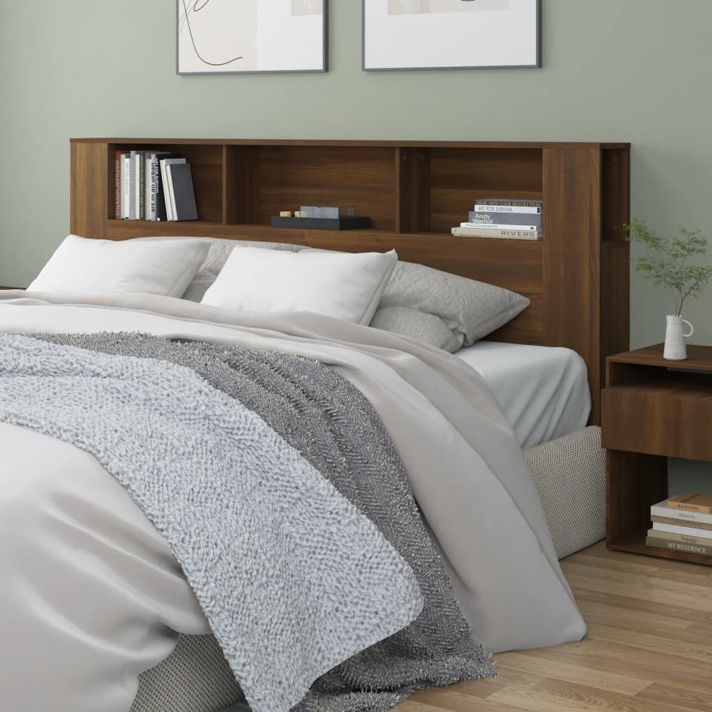 vidaXL Kopfteil mit Ablagen Braun Eichen-Optik 200x18,5x104,5 cm