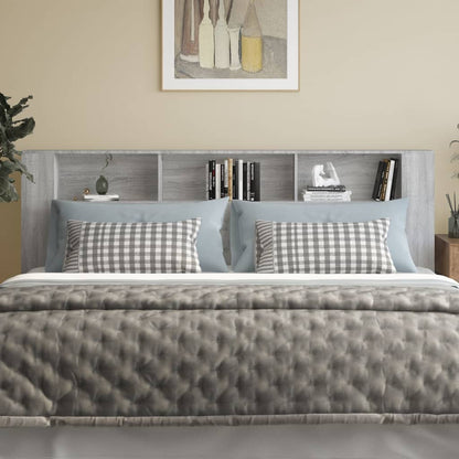 vidaXL Kopfteil mit Ablagen Grau Sonoma 220x18,5x104,5 cm