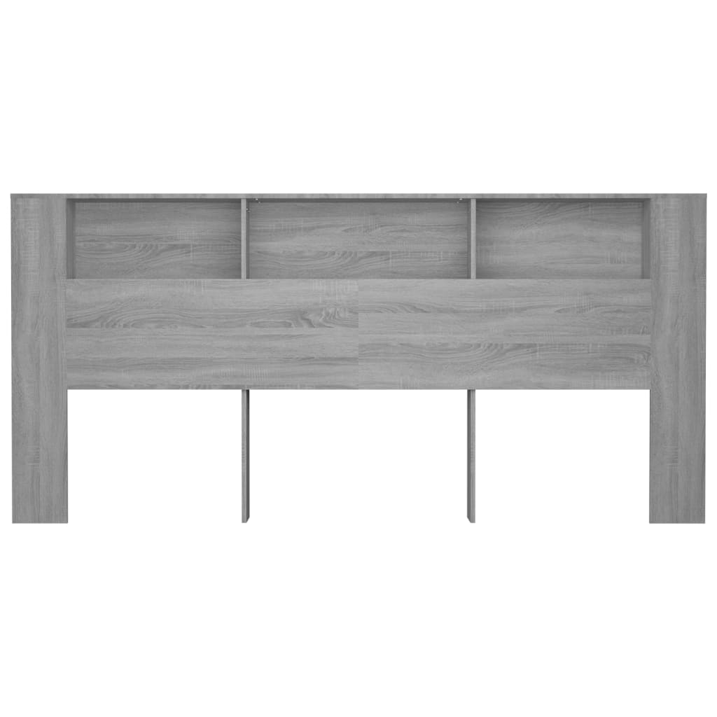 vidaXL Kopfteil mit Ablagen Grau Sonoma 220x18,5x104,5 cm