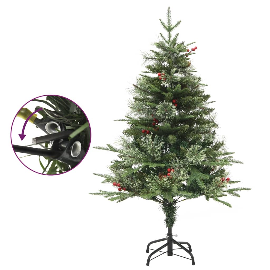 vidaXL Sapin de Noël avec lumières et pommes de pin Vert 120 cm