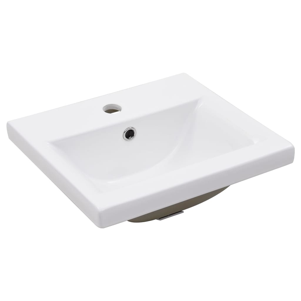 vidaXL Meuble lavabo de salle de bain avec vasque Blanc Fer