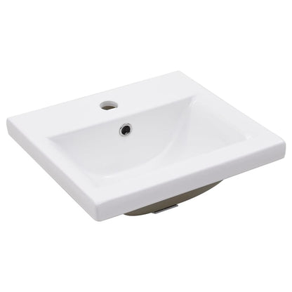 vidaXL Meuble lavabo de salle de bain avec vasque Blanc Fer