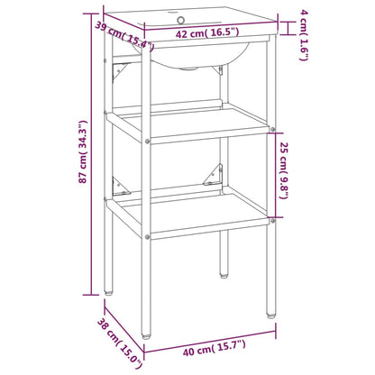 vidaXL Meuble lavabo de salle de bain avec vasque Blanc Fer