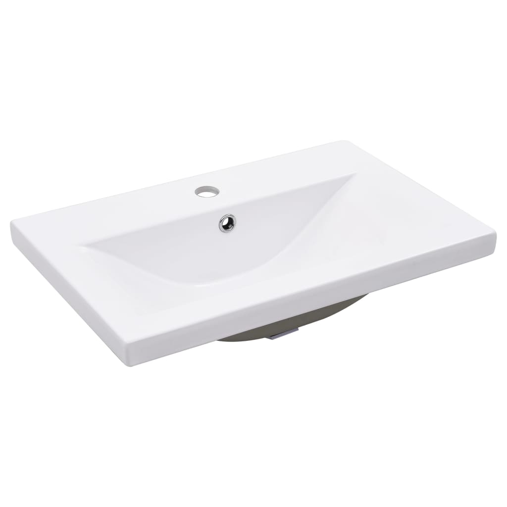 vidaXL Meuble lavabo de salle de bain avec lavabo Blanc Fer