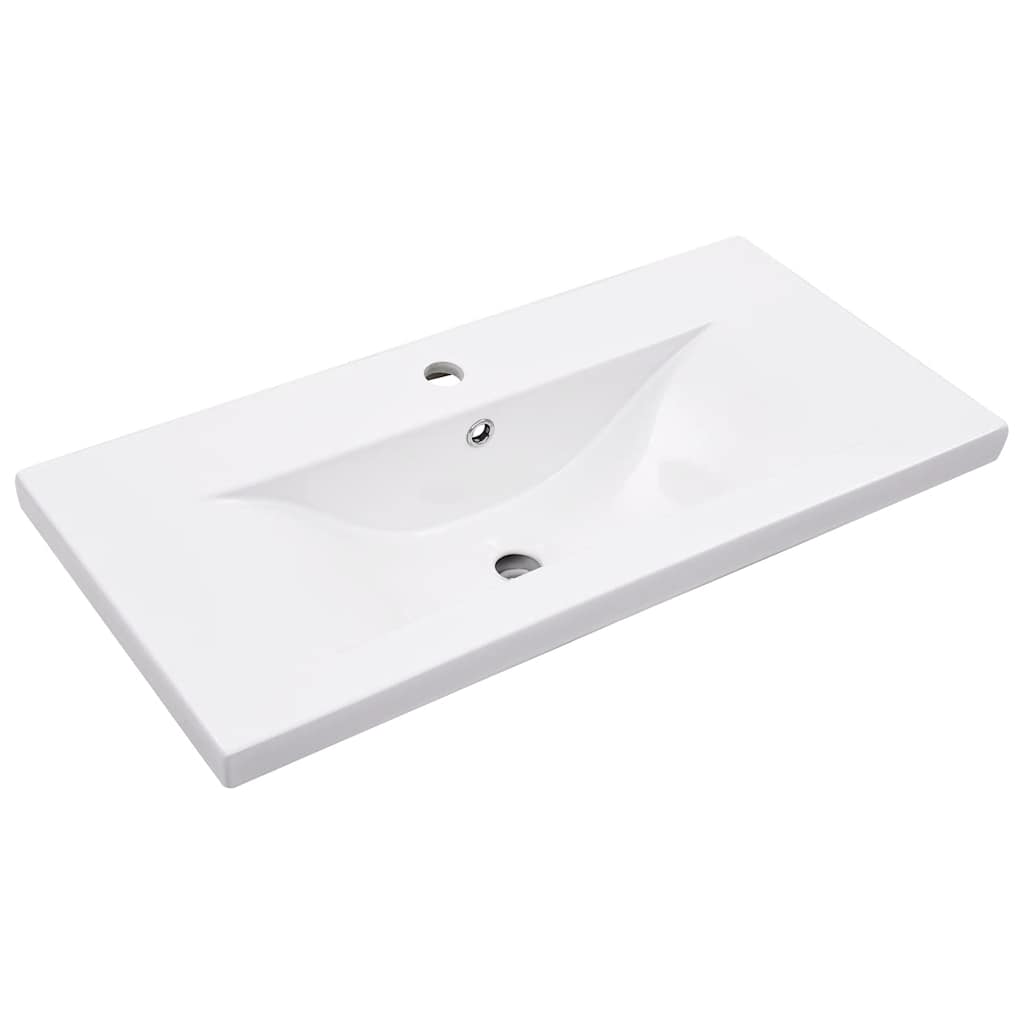 vidaXL Meuble de salle de bain avec vasque Blanc Fer